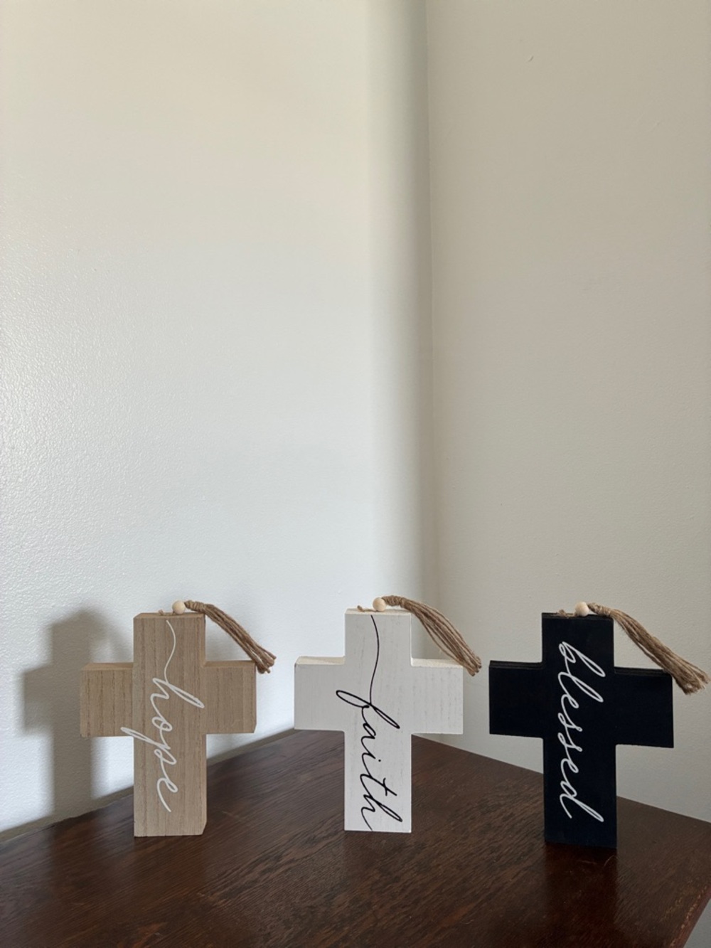 NWT - HOPE, FAITH & BLESSED Wooden Cross Trio - Picture 13 of 14